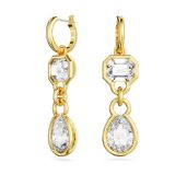 Swarovski Gold-Tone Plated Mix Cut White Crystal Dextra Drop Earrings