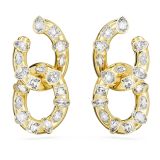 Swarovski Gold-Tone Plated Mixed Cut White Crystal Interlocking Loop Dextera Hoop Earrings