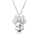 Disney Minnie Mouse, Cubic Zirconia Crystal, Rhodium Plated Pendant Necklace