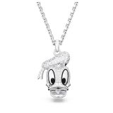 Disney Donald Duck, Cubic Zirconia Crystal, Rhodium Plated Pendant Necklace