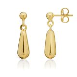 A pair of 9CT yellow gold short bombe drop earrings, featuring a sleek and elegant design