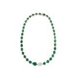 Weir Collection 18k Yellow Gold 3.01ct Emerald and Diamond Necklace