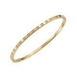 Ice Cube 18k Yellow Gold Half-Set Diamond Bangle