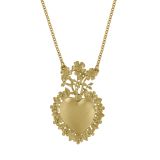 Gold Plated Floral Sacred Heart Necklace