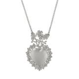 Sterling Silver Floral Sacred Heart Necklace