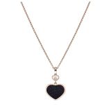 Happy Hearts 18k Rose Gold Aventurine & Diamond Necklace