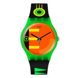 Swatch Neon SWATCH NEON RIDER 41mm, Orange Dial, Transparent Case, Black Strap Watch