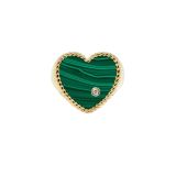 Yvonne Léon 9k Yellow Gold Chevalière Coeur Malachite Or Jaune Signet Ring