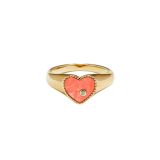 Yvonne Léon 9k Yellow Baby Chevalière Coeur Corail Or Jaune Size 48 Ring
