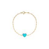 Yvonne Léon 9k Yellow Gold Bracelet Solitaire Pm Coeur Turquoise Or Jaune Chain Bracelet