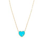 Yvone Léon 18k Yellow Gold Collier Solitaire Pm Coeur Turquoise Or Jaune Necklace