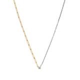 Yvonne Léon 18k White & Yellow Gold Collier Solitaire Diamant 2 Ors Necklace