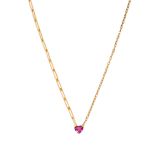 Yvonne Léon 9k Yellow Gold Collier Solitaire Coeur Rose Or Jaune Necklace