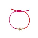 Yvonne Léon 9k Yellow Gold Bracelet Fil Crabe Rouge & Fuchsia Or Jaune Bracelet