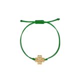 Yvonne Léon 9k Yellow Gold Bracelet Fil Trèfle Vert Or Jaune Bracelet