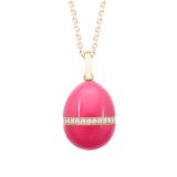 Essence 18k Rose Gold and Neon Pink Lacquer Egg Pendant