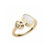 Happy Hearts 18k Yellow Gold Mother of Pearl and Diamond Ring