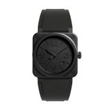 Bell & Ross BR 03 Phantom 41mm, Black Dial, Automatic Movement, Black Ceramic Case, Black Rubber Strap Watch BHR03A-PH-CE/SRB. Image one