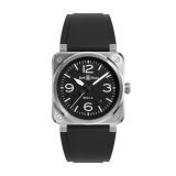 Bell & Ross BR 03 41mm, Black Dial, Automatic Movement, Steel Case, Rubber Strap Watch BR03A-BL-ST/SRB. Image one