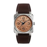 Bell & Ross BR 03 41mm, Gilt Copper Dial, Automatic Movement, Steel Case, Brown Calfskin Leather Strap Watch BR03A-GB-ST/SCA. Image one