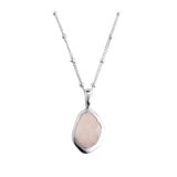 Juvi Silver Amble Large Stepping Stone Rose Quartz Pendant. Image one