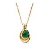 Juvi Yellow Gold Amble Pebble Charms Green Tourmaline Necklace. Image one