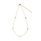 Juvi Yellow Gold Amble Stepping Stone Rose Quartz Necklace. Image one