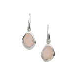 Juvi Silver Amble Pebble Rose Quartz Hook Earrings. Image one