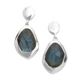Juvi Silver Amble Large Stepping Stone Labradorite Earrings. Image one