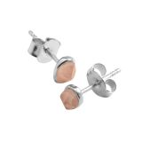 Juvi Silver Stepping Stone Rose Quartz Stud Earrings. Image one