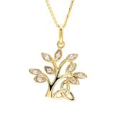 14k Yellow Gold Lab Grown Diamond Tree of Life Necklace