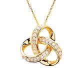 14k Yellow Gold Lab Grown Diamond Celtic Love Knot Necklace