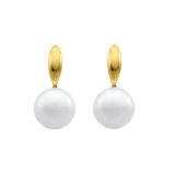 Juvi Yellow Gold Mabel Pearl Drop Earrings. Image one