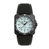 Bell & Ross BR 03 Diver Full Lum Ceramic 42mm, Light Blue Dial, Automatic Movement, Matt Black Ceramic Case, Black Rubber Strap Watch BR03A-D-LM-CE/SRB. Image one