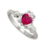 July Birthstone Ruby Claddagh Ring Size 8