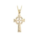 9k Gold Hand Engraved Celtic Cross Necklace