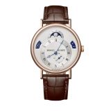 Classique Calendrier 39mm, Silver Dial, Self Winding Movement, 18k Rose Gold Case, Alligator Strap Watch