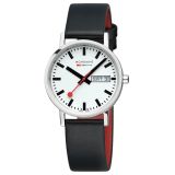 Mondaine Classic 36mm White Dial Quartz Movements Black Vegan Leather Bracelet Watch