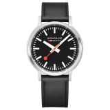 Classic 34mm Black Dial Quartz Movement Vegan Leather Strap Watch