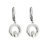 Sterling Silver Celtic Claddagh Drop Earrings