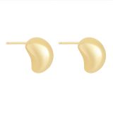 Yellow Gold Plated Chunky Teardrop Balbous Stud Earrings