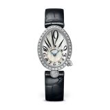 Reine de Naples 8928 33x24.95mm, Mother of Pearl Dial, Automatic Movement, 18k White Gold Diamond Case, Leather Strap Watch