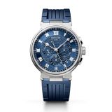 Marine Chronograph 42.3mm, Sunburst Blue Dial, Automatic Movement, 18k White Gold Case, Blue Rubber Strap Watch