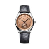 Master Collection 38.5mm, Salmon Dial, Automatic Movement, Stainless Steel Case, Grey Leather Strap Watch