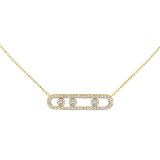Photo of the Messika 18K Yellow Gold Move Pavé Diamond Necklace 03994-YG featuring exquisite diamonds and a radiant gold design for an elegant look