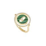 Messika 18K Yellow Gold Lucky Move SM Malachite Diamond Ring 11953-YG-53