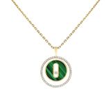 18K Yellow Gold Lucky Move Malachite Diamond Necklace