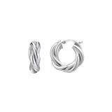 Photo of the Thomas Sabo small twisted sterling silver hoop earrings featuring a unique spiral design, perfect for adding a modern and elegant touch to any look.
