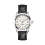 Photo of the Hamilton Khaki Field Murph 38mm, White Dial, Automatic Movement, Stainless Steel Case, Black Leather Strap Watch H70405710