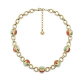 Photo of the Goossens Bosphorus Gold Plated Aventurine and Carnelian Necklace – Elegant Gold Plated Necklace with Aventurine and Carnelian Gemstones – GOOH24NE13YG01